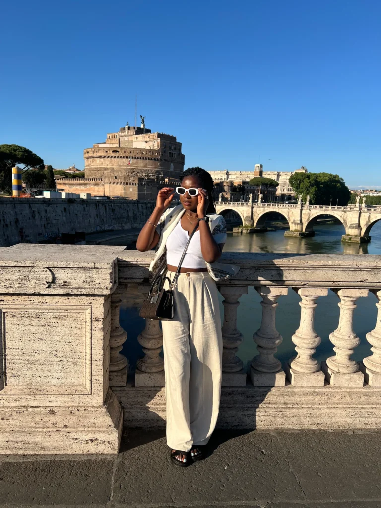 View of Castel Sant'Angelo from a bridge in Rome, Italy
